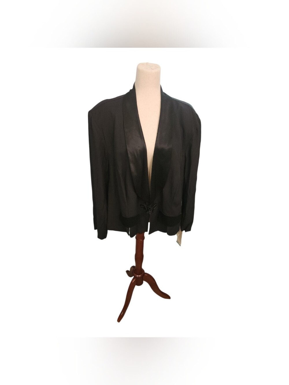 90s Dark Academia Tuxedo Blazer Satin Shawl Collar Corporate Goth Jacket 2X